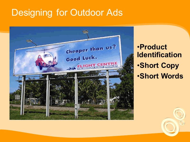 Designing for Outdoor Ads Product    Identification Short Copy  Short Words